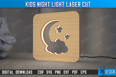 Kids Night Light | Led Night Light | Table Figurines | Moon Silhouette | CNC File SVG Fly Design 