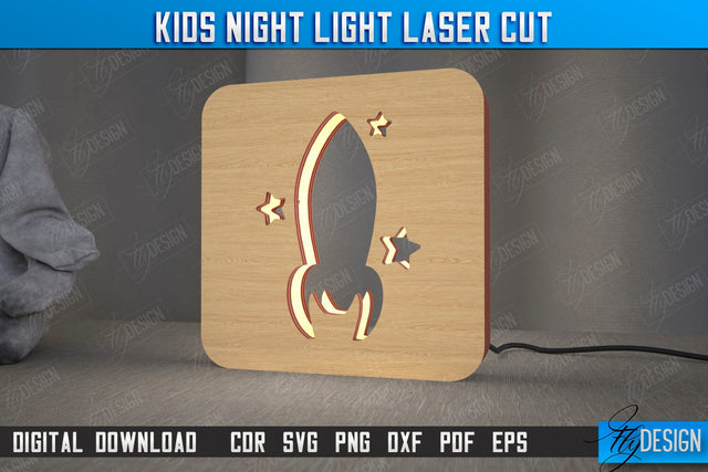 Kids Night Light | Led Night Light | Table Figurines | Rocket Silhouette | CNC File SVG Fly Design 