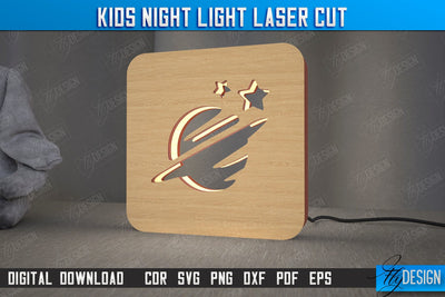 Kids Night Light | Led Night Light | Table Figurines | Saturn Silhouette | CNC File SVG Fly Design 