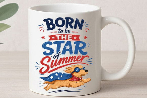 Kids Patriotic Dog PNG Born To Be The Star Of Summer Sublimation PNG SVG BillahCrafts 