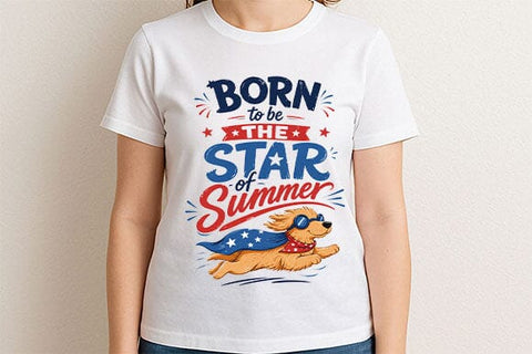 Kids Patriotic Dog PNG Born To Be The Star Of Summer Sublimation PNG SVG BillahCrafts 