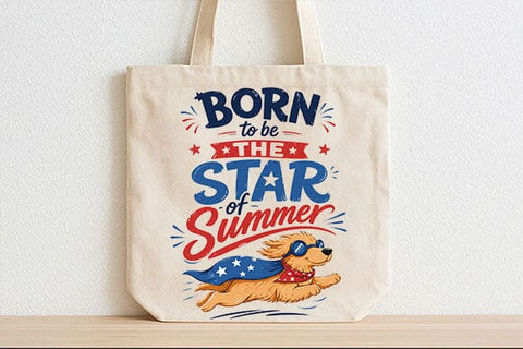 Kids Patriotic Dog PNG Born To Be The Star Of Summer Sublimation PNG SVG BillahCrafts 