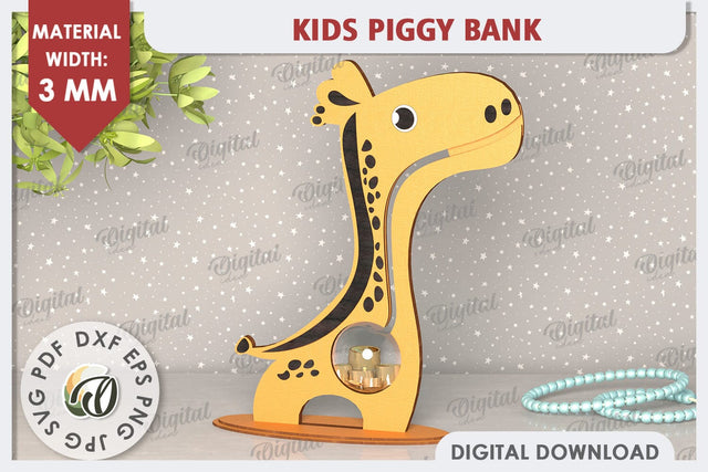 Kids Piggy Bank Laser Cut. Coin Bank SVG. Giraffe SVG SVG Evgenyia Guschina 