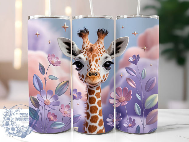 Kids Playful Giraffe 20oz Tumbler, Cute Animal Cup Wrap, Playful Giraffe Design, Sublimation Tumbler Wrap, 20Oz Tumbler Design, Artistic Kids Cup, Stylish Giraffe Wrap Sublimation ToriDesigns 