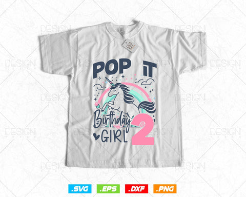 Kids Pop It 2nd Years old Birthday Svg Png, Birthday Girl Shirt for Pop Party Theme T-Shirt, Birthday Queen Svg, Unicorn Birthday Svg SVG DesignDestine 