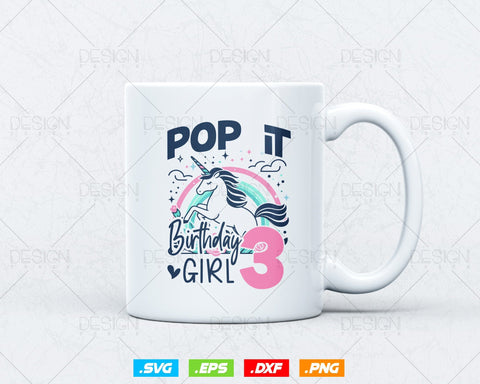 Kids Pop It 3rd Years old Birthday Svg Png, Birthday Girl Shirt for Pop Party Theme T-Shirt, Birthday Queen Svg, Unicorn Birthday Svg SVG DesignDestine 