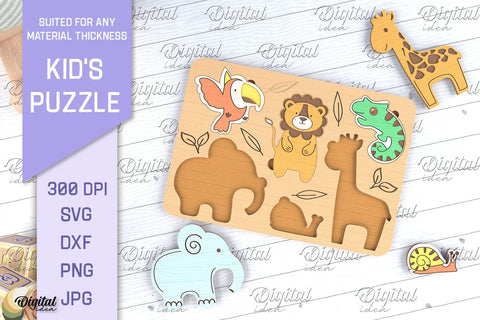 Kids Puzzle SVG Bundle. Educational Puzzle Laser Cut SVG Evgenyia Guschina 