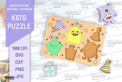 Kids Puzzle SVG. Educational Puzzle Laser Cut. Cute Monster SVG SVG Evgenyia Guschina 