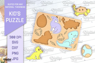 Kids Puzzle SVG. Educational Puzzle Laser Cut. Dino SVG SVG Evgenyia Guschina 