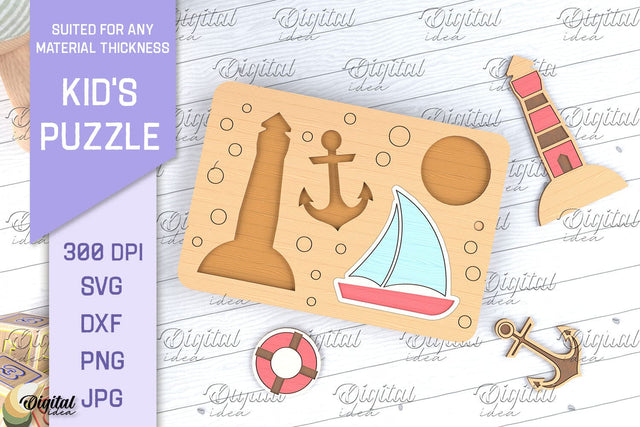 Kids Puzzle SVG. Educational Puzzle Laser Cut. SVG Evgenyia Guschina 