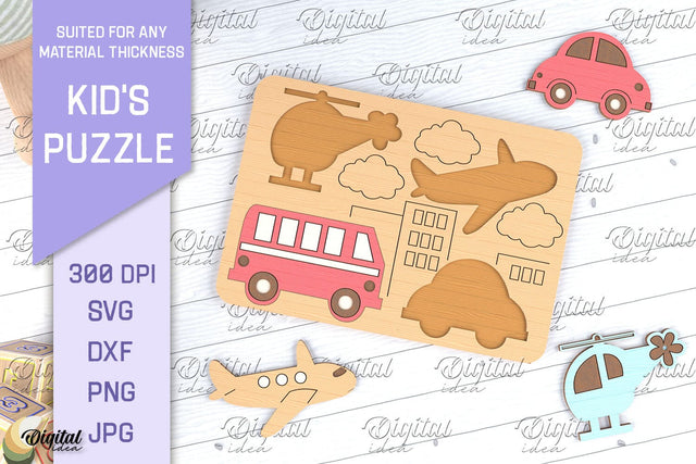 Kids Puzzle SVG. Educational Puzzle Laser Cut. SVG Evgenyia Guschina 