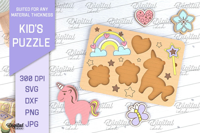 Kids Puzzle SVG. Educational Puzzle Laser Cut. Unicorn SVG SVG Evgenyia Guschina 