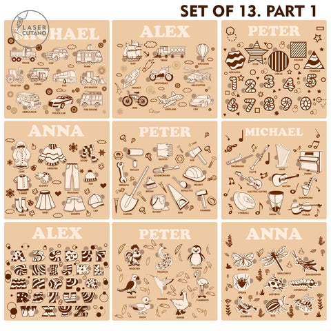 KIDS PUZZLES TEMPLATES, Multilayer Cut Files SVG LaserCutano 