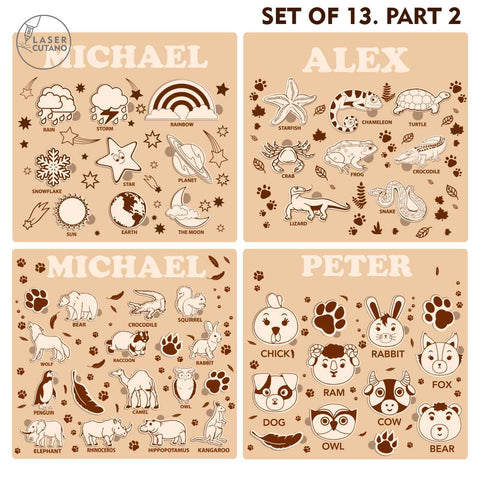 KIDS PUZZLES TEMPLATES, Multilayer Cut Files SVG LaserCutano 