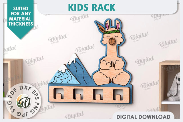 Kids Rack Laser Cut. Wooden Children's Coat Rack SVG SVG Evgenyia Guschina 