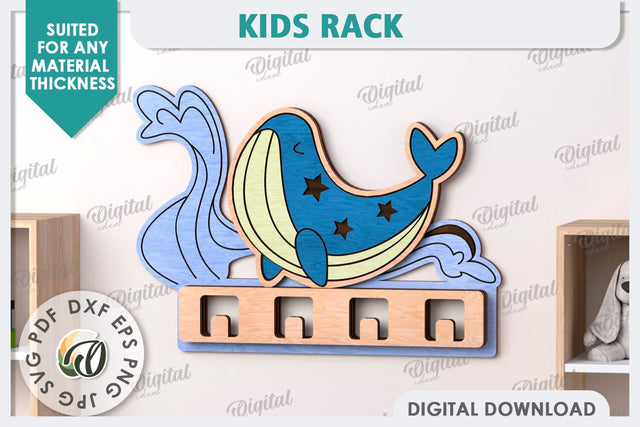 Kids Rack Laser Cut. Wooden Children's Coat Rack SVG SVG Evgenyia Guschina 