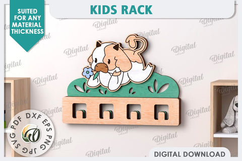 Kids Rack Laser Cut. Wooden Children's Coat Rack SVG SVG Evgenyia Guschina 