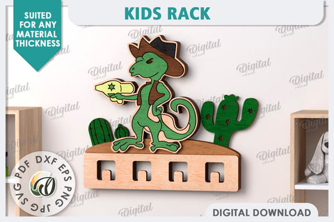 Kids Rack Laser Cut. Wooden Children's Coat Rack SVG SVG Evgenyia Guschina 