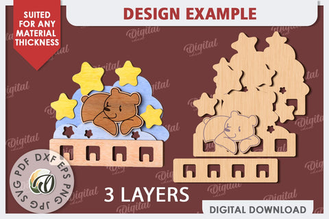 Kids Rack Laser Cut. Wooden Children's Coat Rack SVG SVG Evgenyia Guschina 