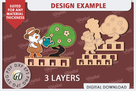 Kids Rack Laser Cut. Wooden Children's Coat Rack SVG SVG Evgenyia Guschina 