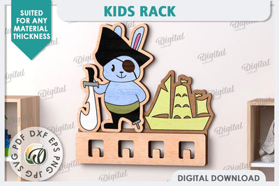 Kids Rack Laser Cut. Wooden Children's Coat Rack SVG SVG Evgenyia Guschina 