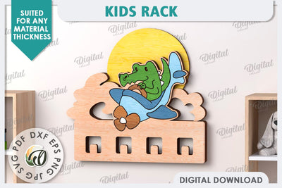 Kids Rack Laser Cut. Wooden Children's Coat Rack SVG SVG Evgenyia Guschina 