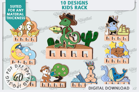 Kids Racks LaserCut Bundle. Wooden Children's Coat Racks SVG SVG Evgenyia Guschina 