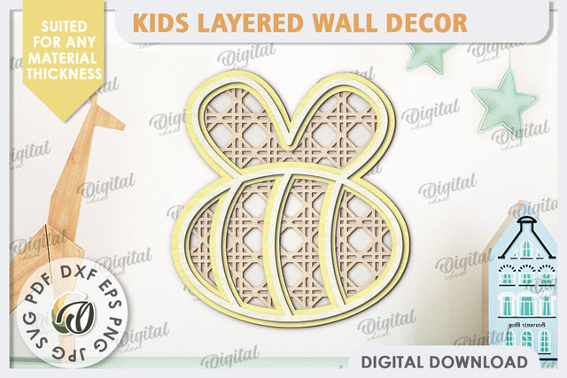 Kids Room Wall Decor Laser Cut. Baby Room SVG. Bee SVG SVG Evgenyia Guschina 