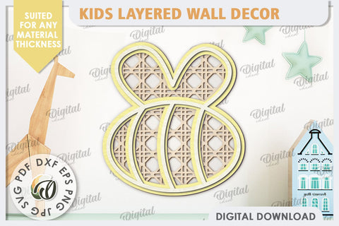 Kids Room Wall Decor Laser Cut. Baby Room SVG. Bee SVG SVG Evgenyia Guschina 