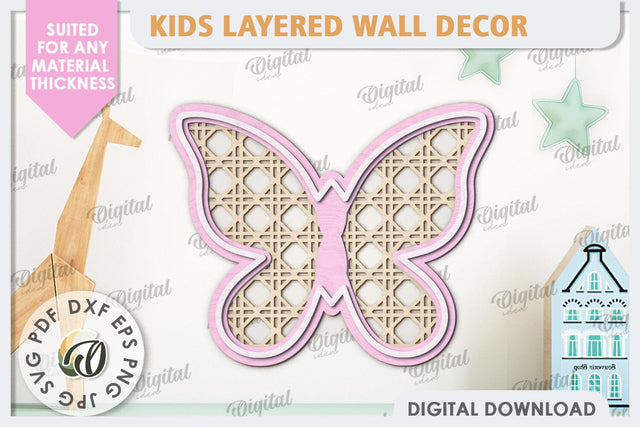 Kids Room Wall Decor Laser Cut. Baby Room SVG. Butterfly SVG SVG Evgenyia Guschina 