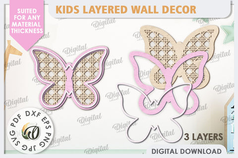 Kids Room Wall Decor Laser Cut. Baby Room SVG. Butterfly SVG SVG Evgenyia Guschina 