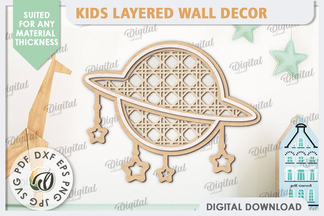 Kids Room Wall Decor Laser Cut. Baby Room SVG. Planet SVG SVG Evgenyia Guschina 
