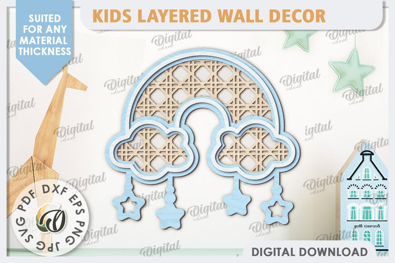 Kids Room Wall Decor Laser Cut. Baby Room SVG. Rainbow SVG SVG Evgenyia Guschina 