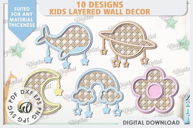 Kids Room Wall Decor Laser Cut Bundle. Baby Room SVG SVG Evgenyia Guschina 