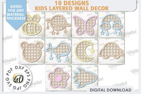 Kids Room Wall Decor Laser Cut Bundle. Baby Room SVG SVG Evgenyia Guschina 