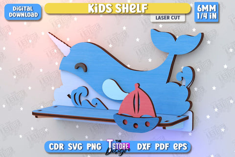 Kids Shelf Laser Cut Bundle | Rack Template | Nursery Décor | Kids Room | Book Rack | CNC Files SVG The T Store Design 