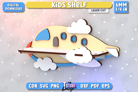 Kids Shelf Laser Cut Bundle | Rack Template | Nursery Décor | Kids Room | Book Rack | CNC Files SVG The T Store Design 