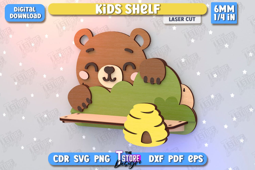 Kid's Shelf Laser Cut | Rack Template | Nursery Décor | Kids Room ...