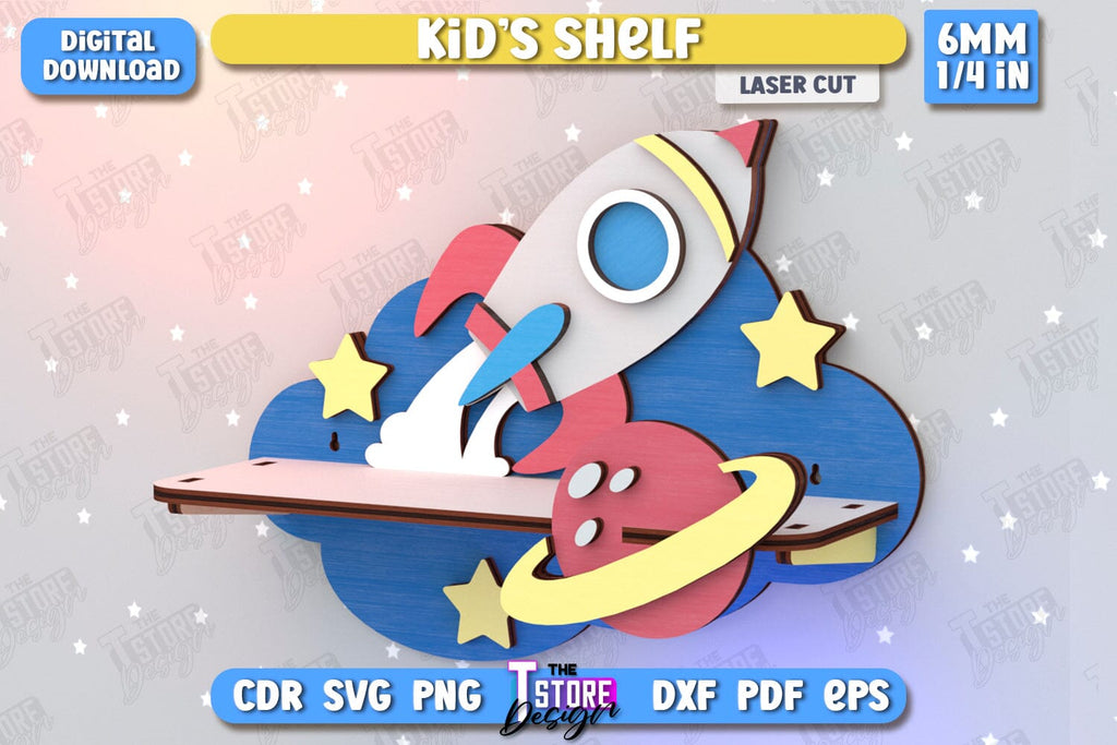 Kid's Shelf Laser Cut | Rack Template | Nursery Décor | Kids Room ...