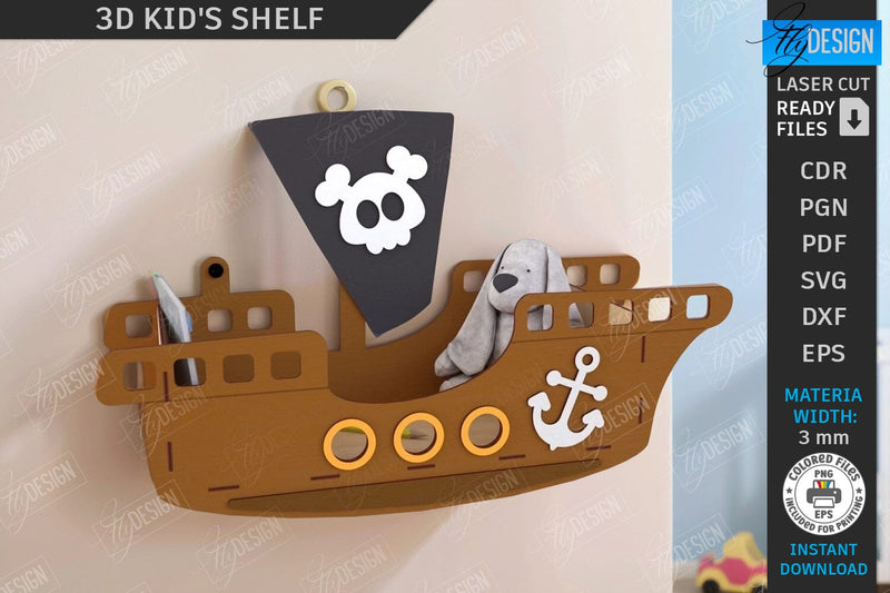 Kids Shelves Laser Cut Bundle | Rack Template | Nursery Décor | Wall ...