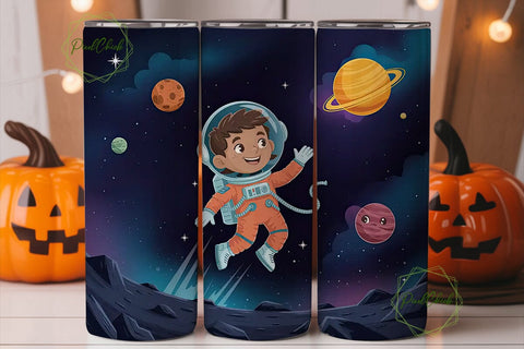 Kids Space Explorer 20oz Tumbler Wrap Sublimation PixelChick 