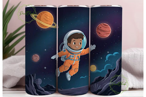 Kids Space Explorer 20oz Tumbler Wrap Sublimation PixelChick 