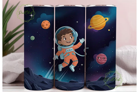 Kids Space Explorer 20oz Tumbler Wrap Sublimation PixelChick 