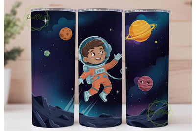 Kids Space Explorer 20oz Tumbler Wrap Sublimation PixelChick 