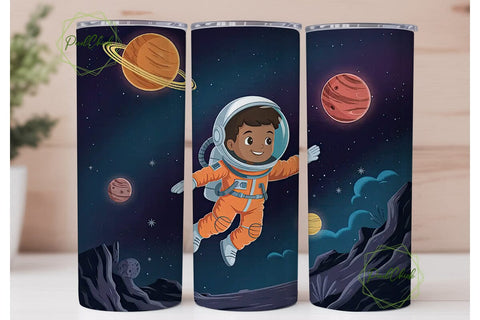 Kids Space Explorer 20oz Tumbler Wrap Sublimation PixelChick 