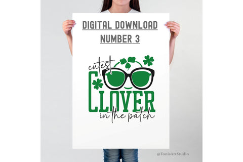 Kids St Patricks Day Svg, Cutest Clover In The Patch Svg, St Pattys Shirts, Irish Svg, Clover Svg, Sublimation Png, Svg Files For Cricut SVG TonisArtStudio 