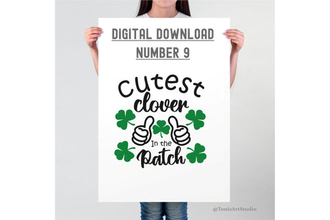 Kids St Patricks Day Svg, Cutest Clover In The Patch Svg, St Pattys Shirts, Irish Svg, Clover Svg, Sublimation Png, Svg Files For Cricut SVG TonisArtStudio 