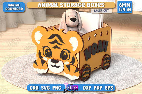 Kids Storage Boxes Laser Cut Bundle | Animals Design | Toy Boxes | Kids Design | Organizer | CNC File SVG The T Store Design 