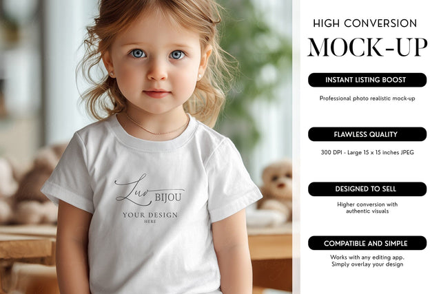 Kids T-Shirt Mockup High-Quality Bella Canvas 3001T JPG Mock Up Photo BijouBay 