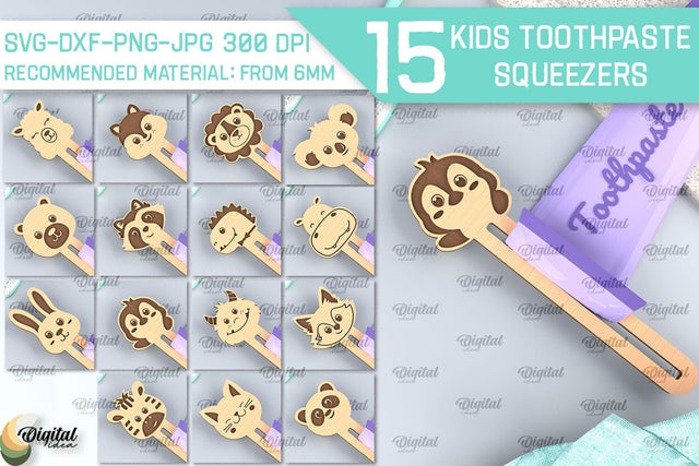 Kids Toothpaste Squeezers Laser Cut Bundle SVG Evgenyia Guschina 